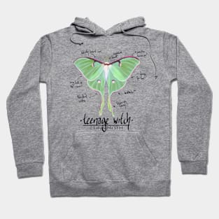 Luna Moth, teen witch, annotated Hoodie